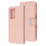 Rose Gold Sleek Xtra Wallet Case With Magnetic Closure Strap for Samsung Galaxy S21 Ultra.