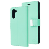 Teal Sleek Xtra Wallet Case With Magnetic Closure Strap for Samsung Galaxy Note 10.