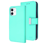 Teal Sleek Xtra Wallet Case With Magnetic Closure Strap for Apple iPhone 12 Mini