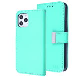 Teal Sleek Xtra Wallet Case With Magnetic Closure Strap for Apple iPhone 12 Pro Max.