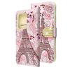 Eiffel Tower Diamond Wallet Case with Bedazzled Closure Strap for Samsung Galaxy S20 Ultra