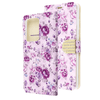 Light Purple Flowers Diamond Wallet Case with Bedazzled Closure Strap for Samsung Galaxy S20 Ultra